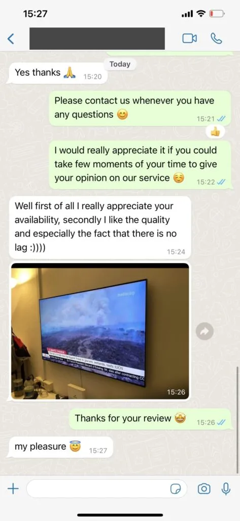 tivioiptv Satisfied Customer WhatsApp Chat Experience Review Screenshot 2